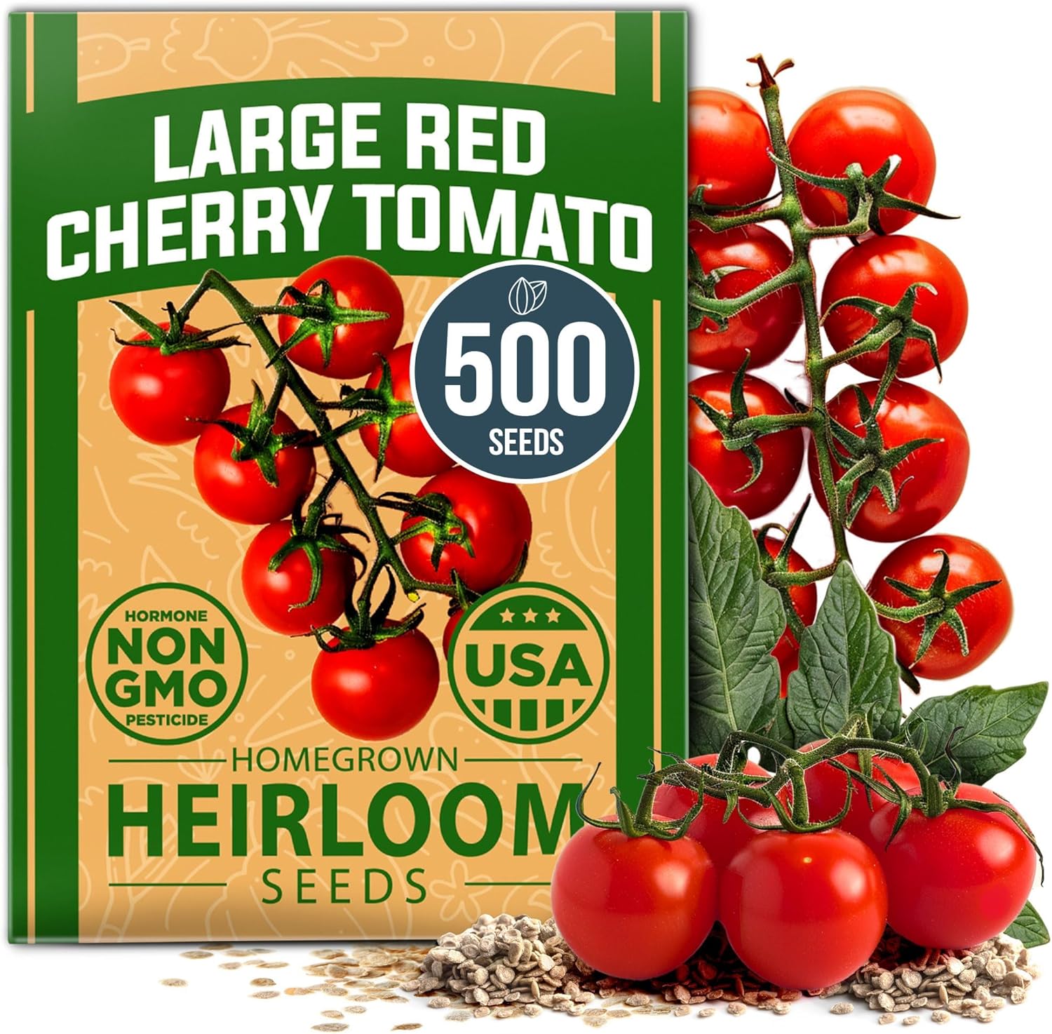 500-Pack Heirloom Cherry Tomato Seeds: Non-GMO & High Germination.