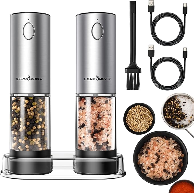 Luxury Stainless Steel Automatic Salt & Pepper Mill Set